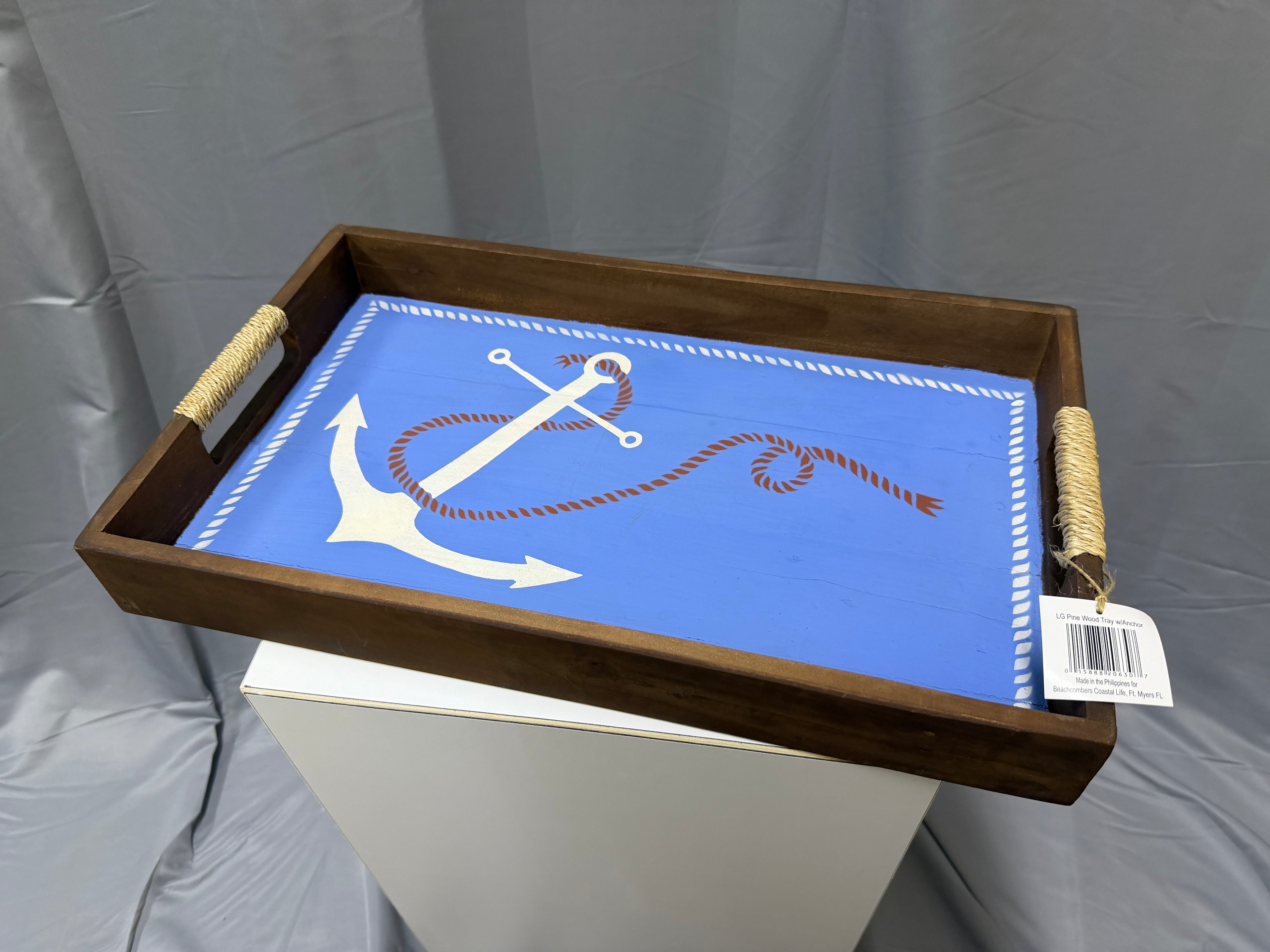 Pine Wood Tray W/ Anchor