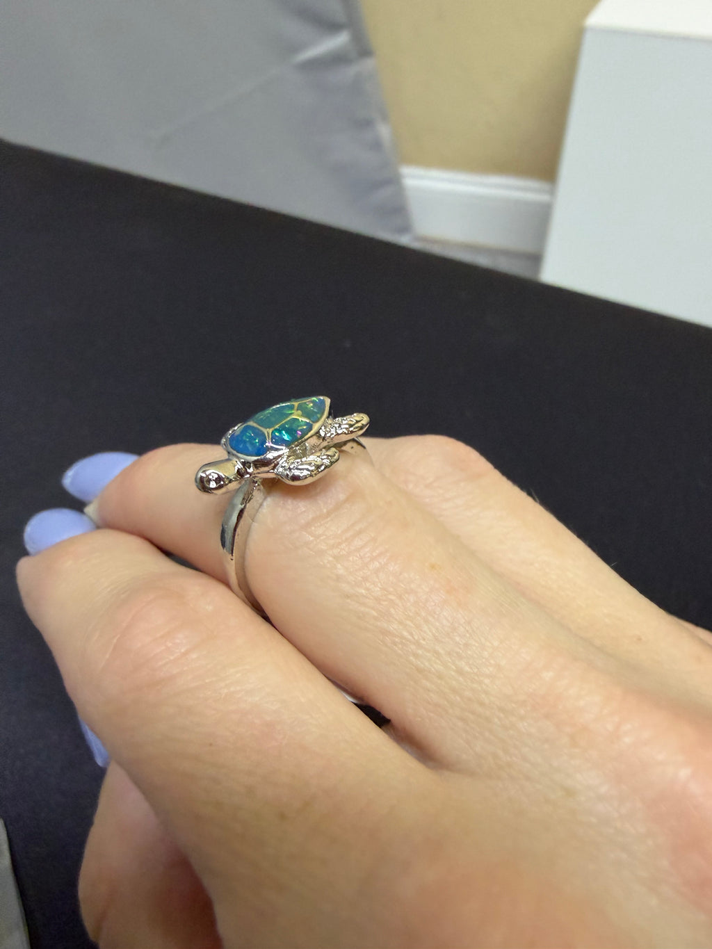 Blue Opal Turtle Ring Multiple Sizes