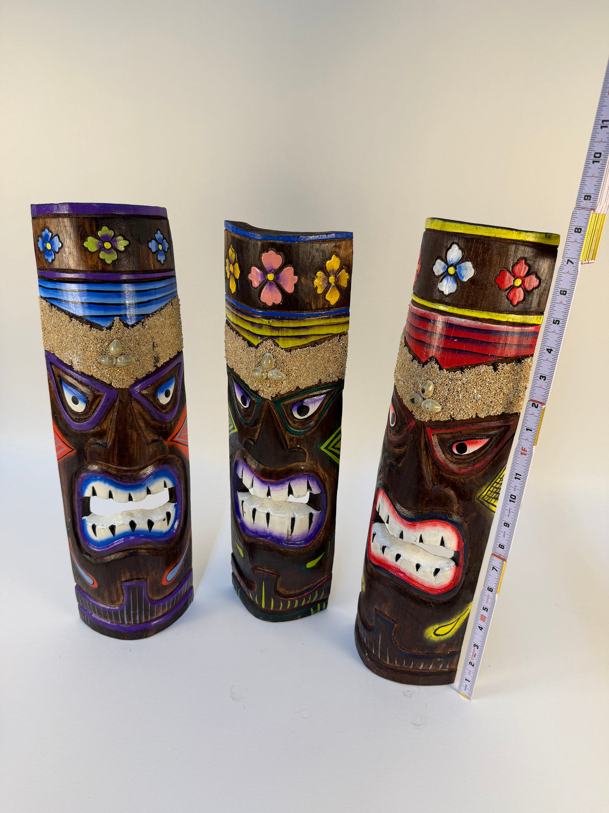 20" Hand-Carved Wooden Tall Tiki Mask