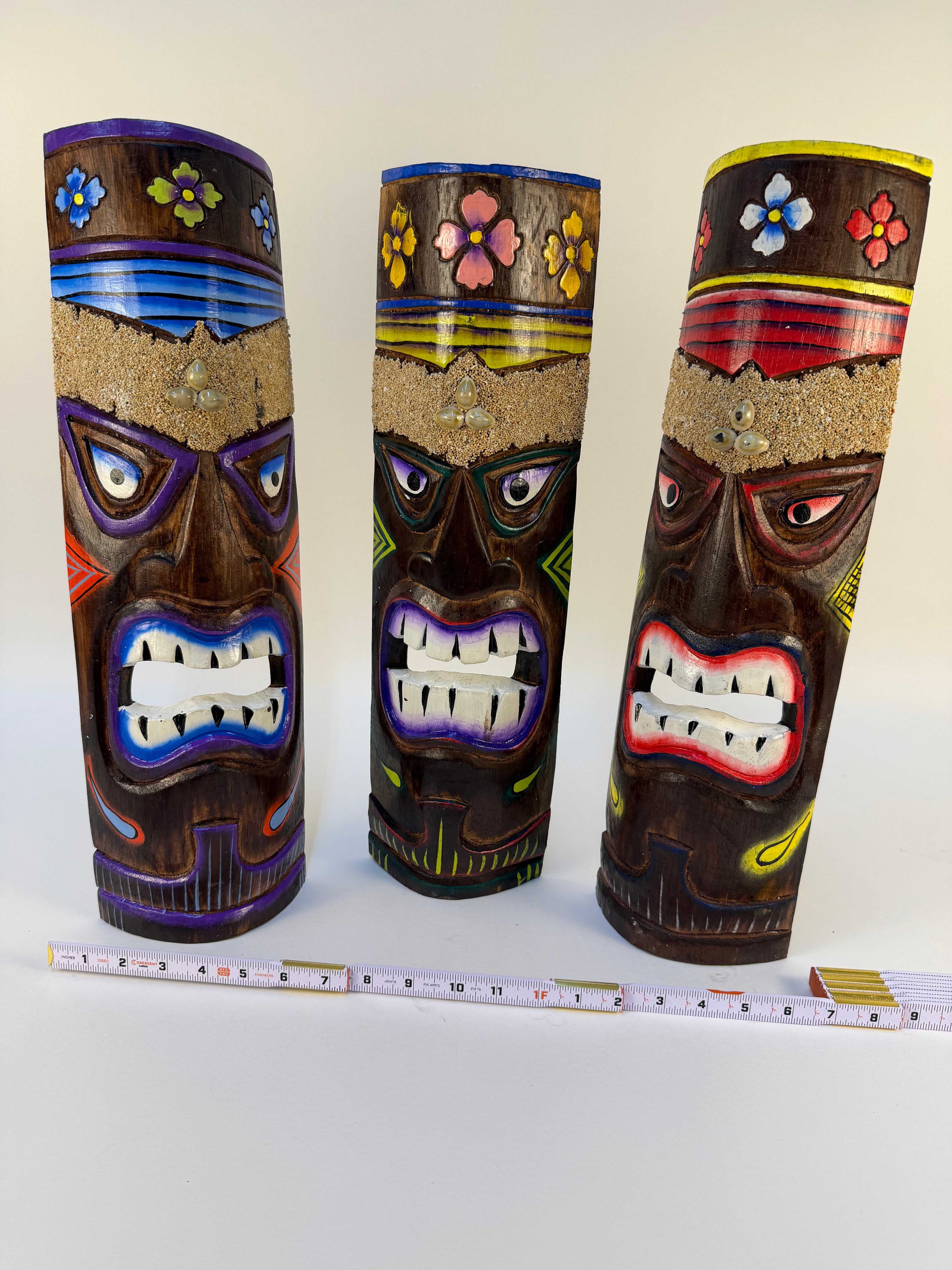 20" Hand-Carved Wooden Tall Tiki Mask