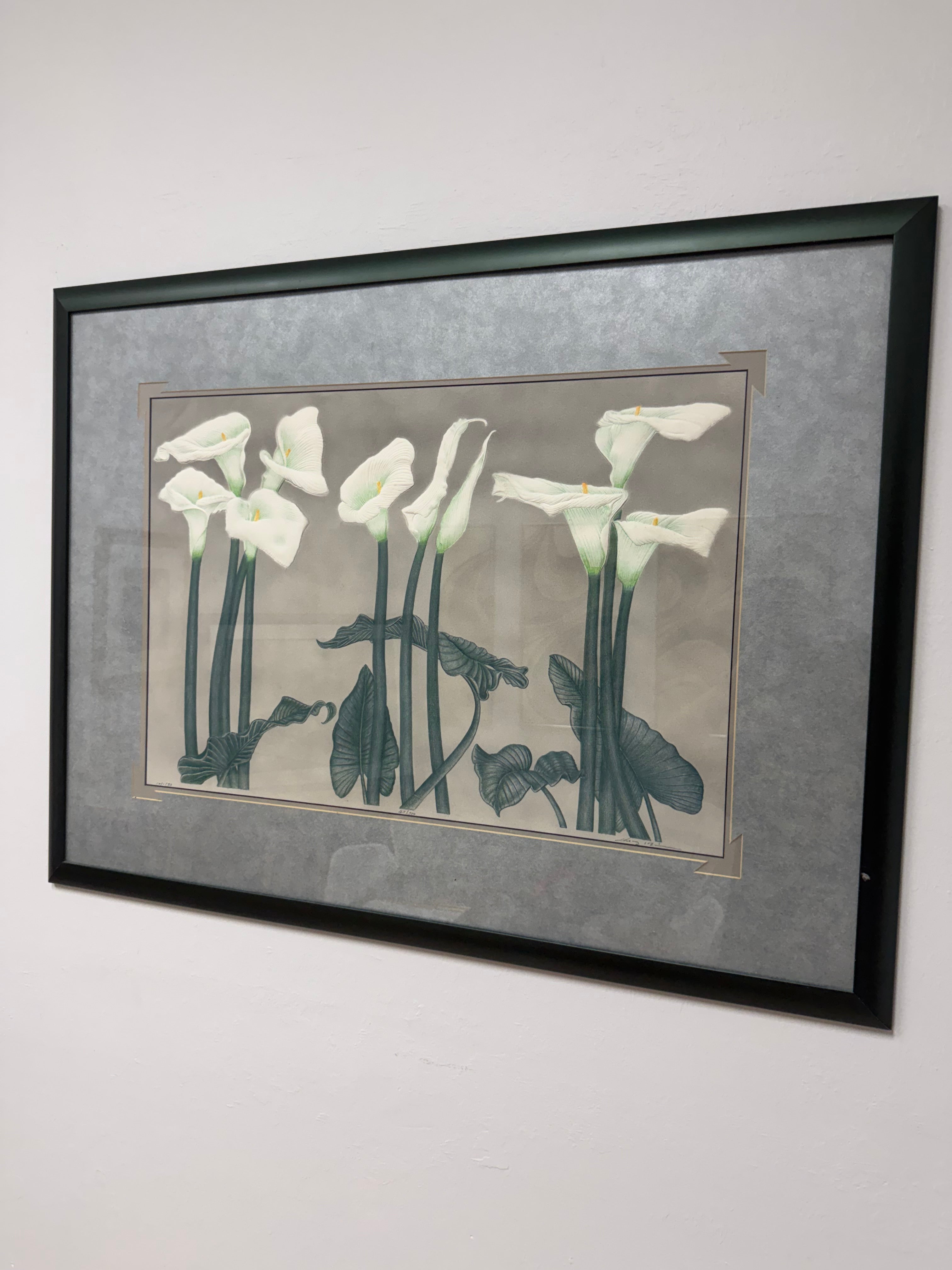 Vintage 1993 3D Cast Paper Calla Lilies Wall Art – Attributed to Guang Chen (Hand-Dated 10/1/93)